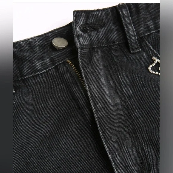 NWT CASHMERE & CHAMPAGNE DIAMOND TASSELS RIPPED DENIM SHORTS Sz. S - Picture 3 of 14